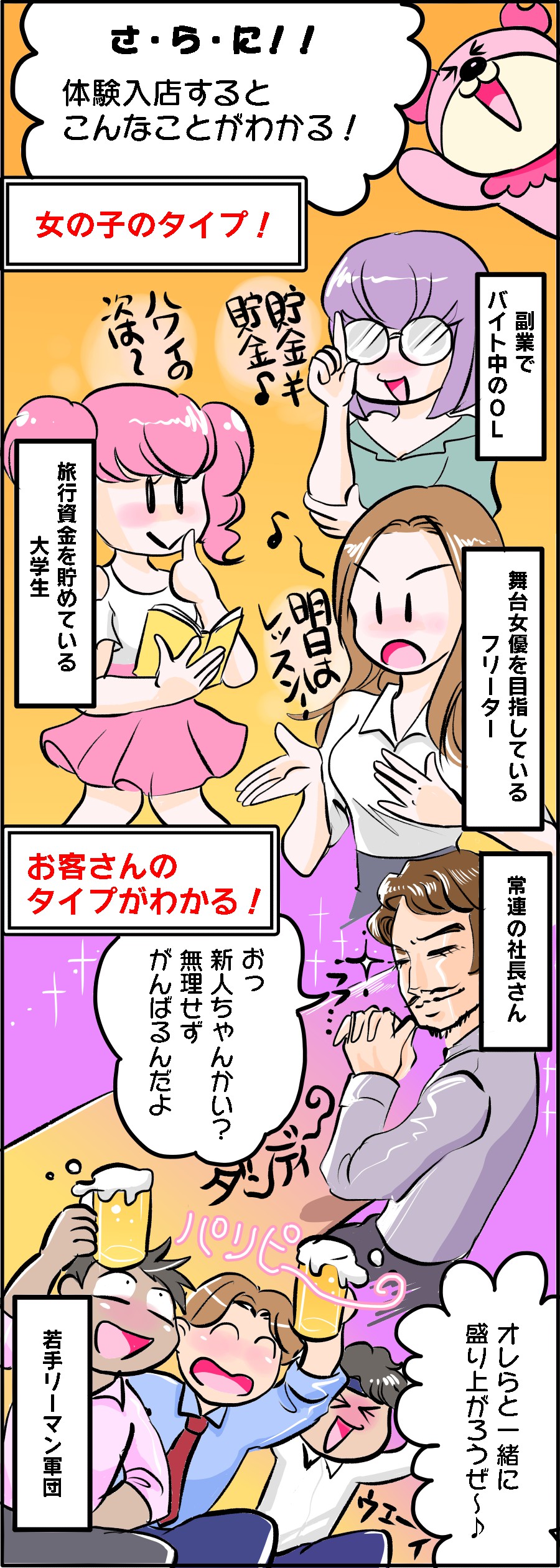 体入すると働いている女の子やお客さんのタイプがわかる