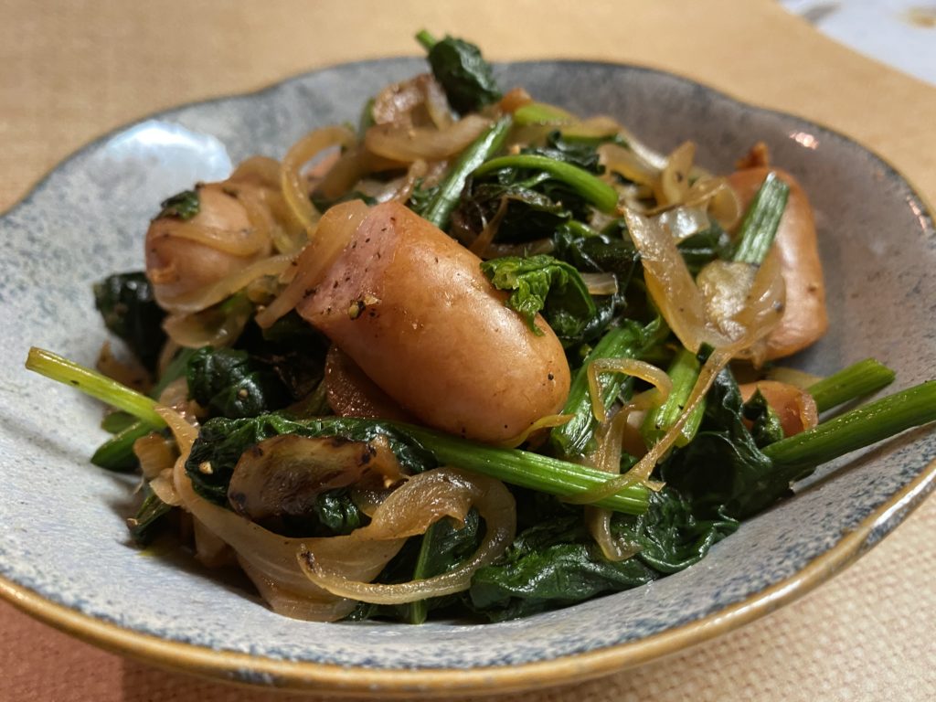 ほうれん草に火が通ったら完成