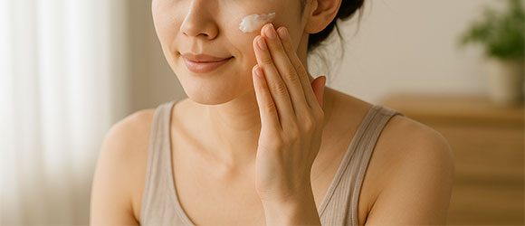 スキンケアをする女性